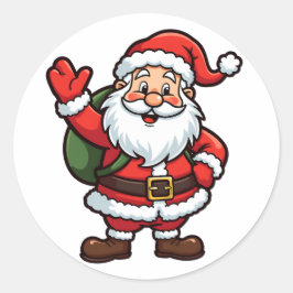 Pegatina Redonda Ilustracion Navidades personalizado Santa Claus Fu