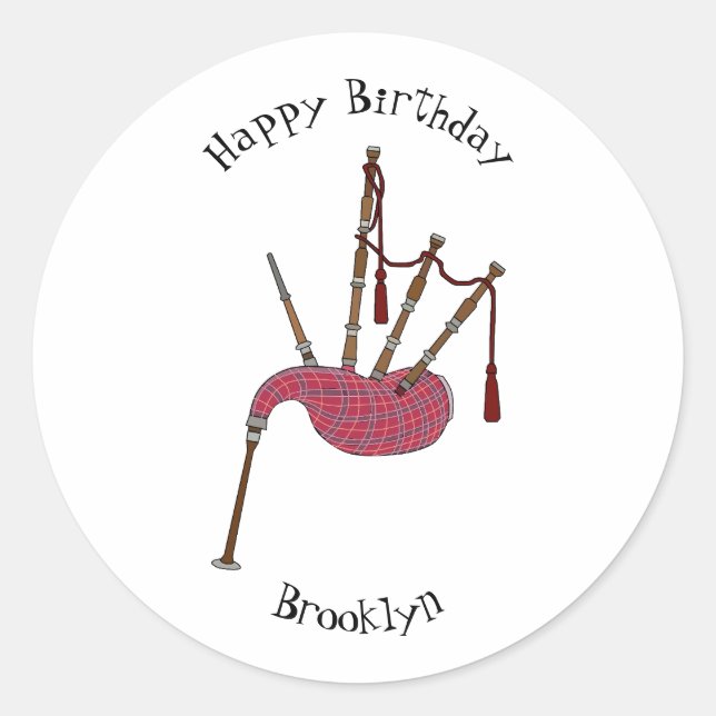 Pegatina Redonda Ilustracion personalizado Bagpipes (Anverso)