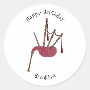 Pegatina Redonda Ilustracion personalizado Bagpipes