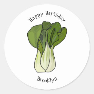 Pegatina Redonda Ilustracion personalizado Bok choy