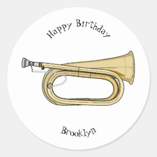 Pegatina Redonda Ilustracion personalizado Bugle
