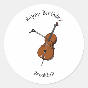 Pegatina Redonda Ilustracion personalizado Cello
