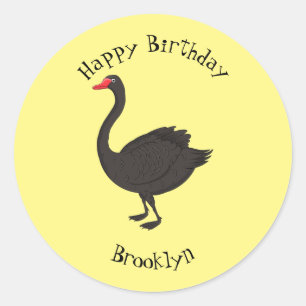 Pegatina Redonda Ilustracion personalizado cisne negro