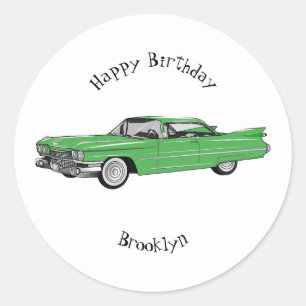 Pegatina Redonda Ilustracion personalizado clásico de 1959