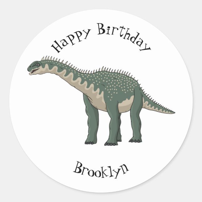 Pegatina Redonda Ilustracion personalizado de Barapasaurus (Anverso)