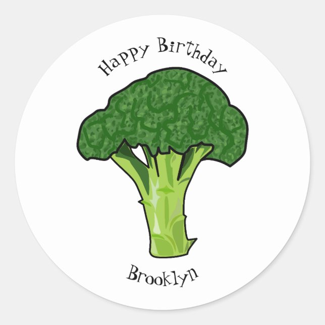Pegatina Redonda Ilustracion personalizado de Broccoli (Anverso)