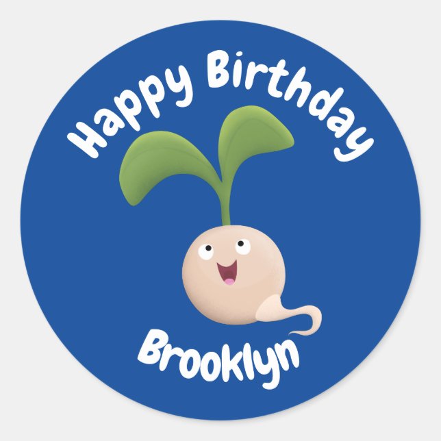 Pegatina Redonda Ilustracion personalizado de brote de semillas ale (Anverso)