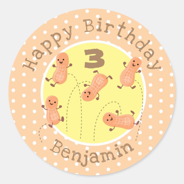 Pegatina Redonda Ilustracion personalizado de cacahuetes de puenteo (Anverso)