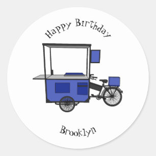 Pegatina Redonda Ilustracion personalizado de carrito de alimentos