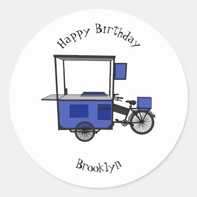 Pegatina Redonda Ilustracion personalizado de carrito de alimentos (Anverso)