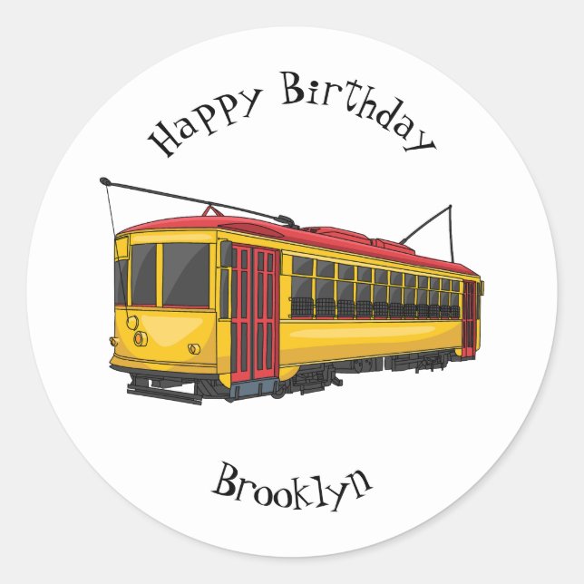 Pegatina Redonda Ilustracion personalizado de carrito de Mata (Anverso)