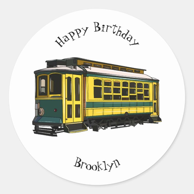 Pegatina Redonda Ilustracion personalizado de carrito de Mata (Anverso)