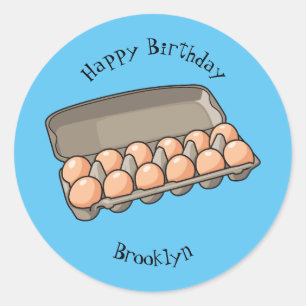 Pegatina Redonda Ilustracion personalizado de cartón de huevo