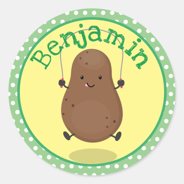 Pegatina Redonda Ilustracion personalizado de cuerda de salto de pa (Anverso)