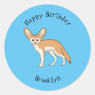 Pegatina Redonda Ilustracion personalizado de Fennec fox