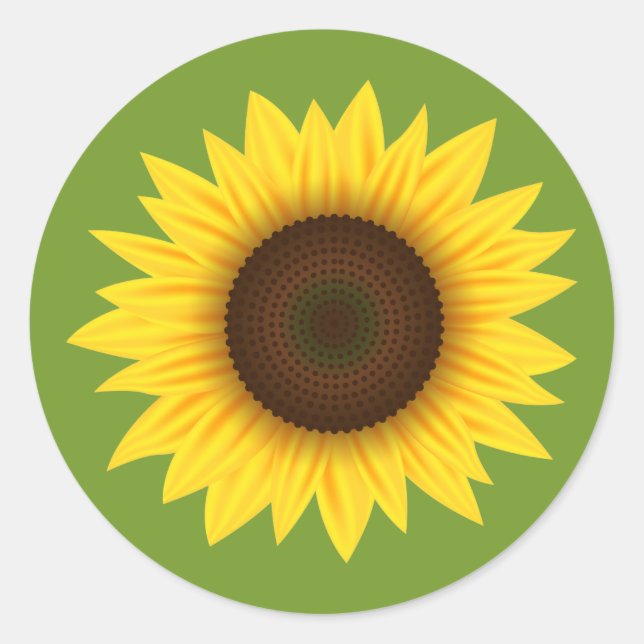 Pegatina Redonda Ilustracion Personalizado De Girasol Amarillo En V (Anverso)
