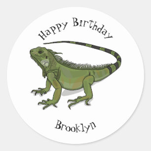 Pegatina Redonda Ilustracion personalizado de Iguana