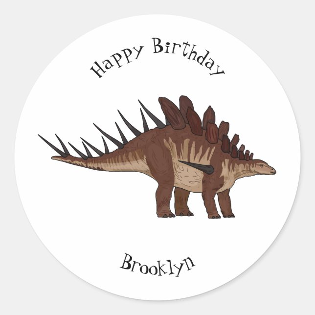 Pegatina Redonda Ilustracion personalizado de Kentrosaurus (Anverso)