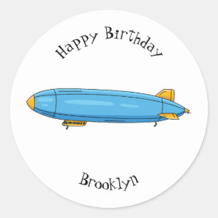 Pegatina Redonda Ilustracion personalizado de la aeronave