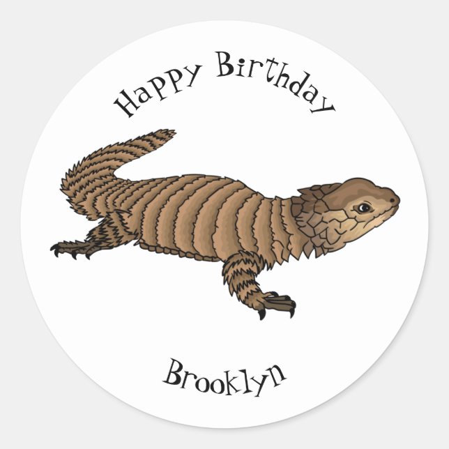 Pegatina Redonda Ilustracion personalizado de lagarto de Armadillo (Anverso)