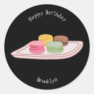 Pegatina Redonda Ilustracion personalizado de Macaron
