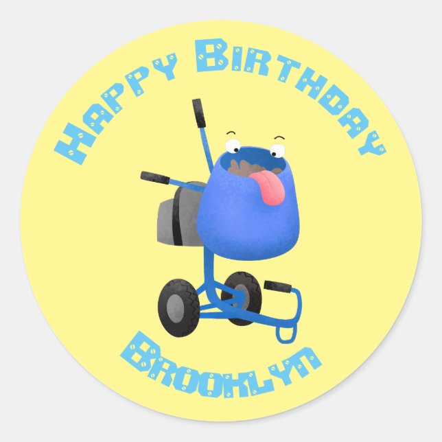 Pegatina Redonda Ilustracion personalizado de mezclador de cemento  (Anverso)