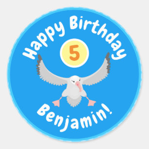 Pegatina Redonda Ilustracion personalizado de pájaro de albatross