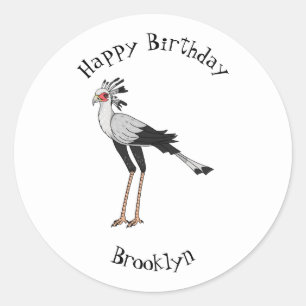 Pegatina Redonda Ilustracion personalizado de pájaro de Secretario