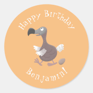 Pegatina Redonda Ilustracion personalizado de pájaro dodo gracioso