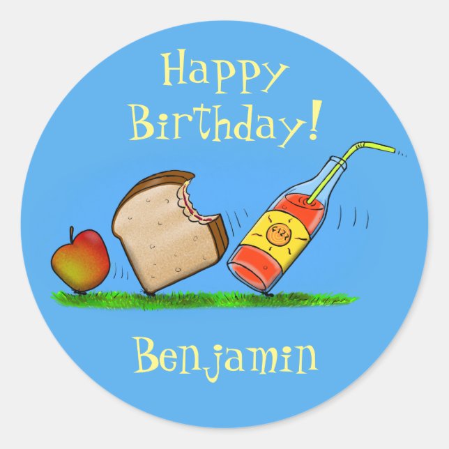 Pegatina Redonda Ilustracion personalizado de picnic de hormigas di (Anverso)