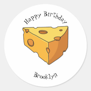 Pegatina Redonda Ilustracion personalizado de queso