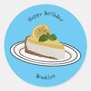 Pegatina Redonda Ilustracion personalizado de queso de limón