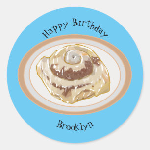 Pegatina Redonda Ilustracion personalizado de rollo de canela