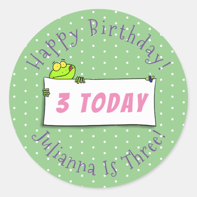 Pegatina Redonda Ilustracion personalizado de señas de rana verde s (Anverso)