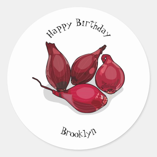 Pegatina Redonda Ilustracion personalizado de Shallot (Anverso)