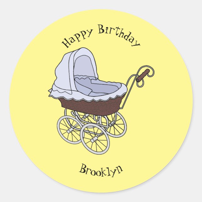 Pegatina Redonda Ilustracion personalizado de Stroller (Anverso)