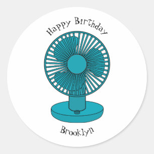 Pegatina Redonda Ilustracion personalizado de ventilador