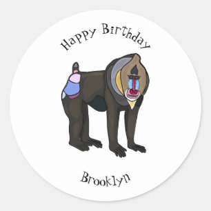 Pegatina Redonda Ilustracion personalizado Mandrill