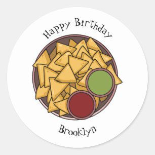 Pegatina Redonda Ilustracion personalizado Nachos