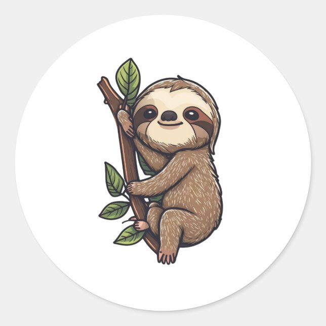 Pegatina Redonda Ilustracion personalizado Sloth (Anverso)