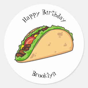 Pegatina Redonda Ilustracion personalizado Taco