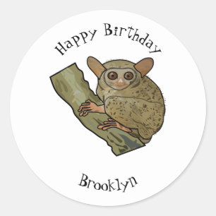 Pegatina Redonda Ilustracion personalizado Tarsier