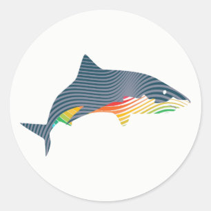 Pegatina Redonda Ilustracion Shark Swoosh