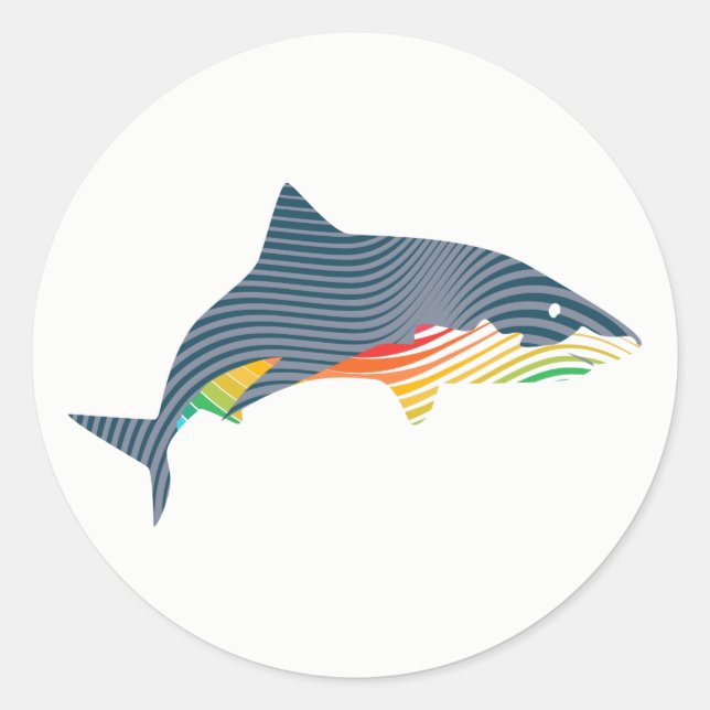 Pegatina Redonda Ilustracion Shark Swoosh (Anverso)