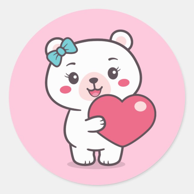 Pegatina Redonda Ilustracion Teddy Bear (Anverso)