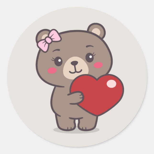 Pegatina Redonda Ilustracion Teddy Bear (Anverso)