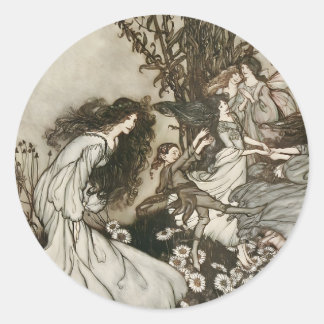 Pegatina Redonda Ilustracion Vintage Fairytale Arthur Rackham