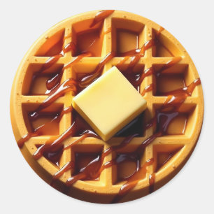 Pegatina Redonda Ilustracion Waffle
