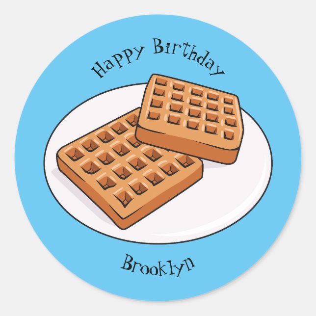 Pegatina Redonda Ilustracion Waffle personalizado (Anverso)