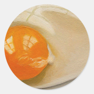 PEGATINA REDONDA ILUSTRACIONES CRUDAS DEL REALISMO DEL HUEVO